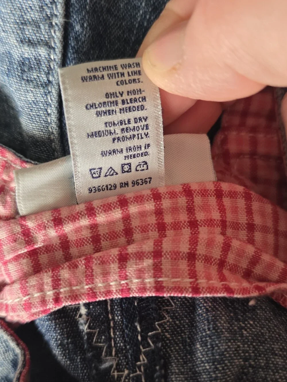 Oshkosh Denim Red Plaid Overall Dress Baby Girl Size 6-9m